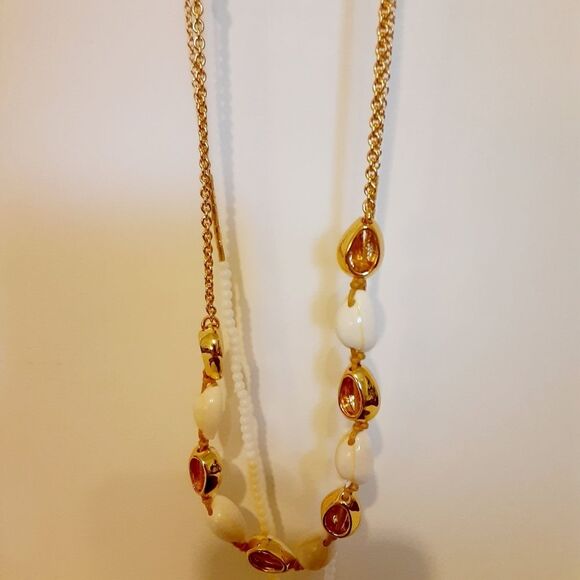 J. Crew Seaside Shells and Pearls Brass Casting Necklace 16"-20" Length NWT - Picture 6 of 10